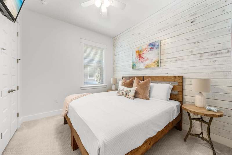 Bedroom #2 features king bed and smart tv.