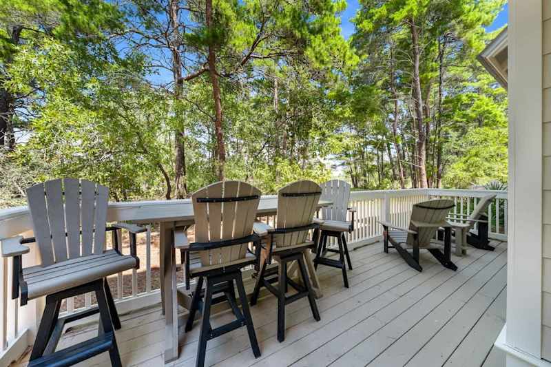 The private patio looks out to the beautiful Deer Lake State park. Perfect spot to enjoy your morning coffee!