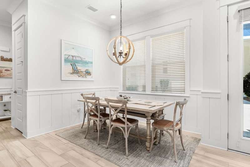 Dining room table with seating for 6.