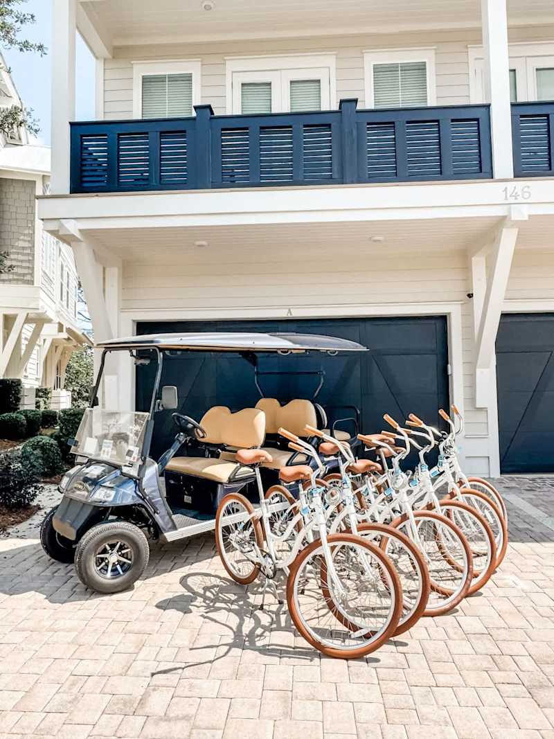 Home comes with a 6 seater golf cart & 6 adult bikes.
