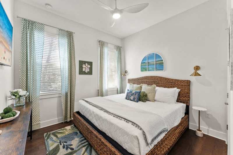 Bedroom #2 features a king bed and smart tv.