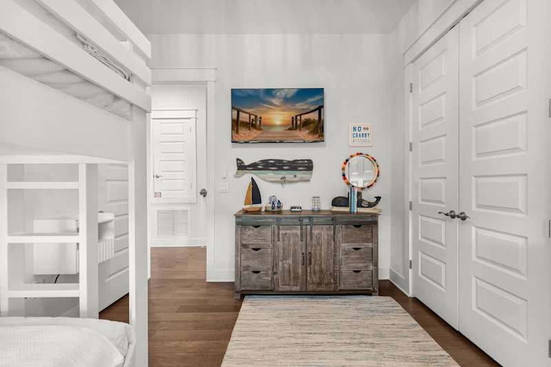 Bedroom #3 features (2) twin/twin bunks with a smart tv.