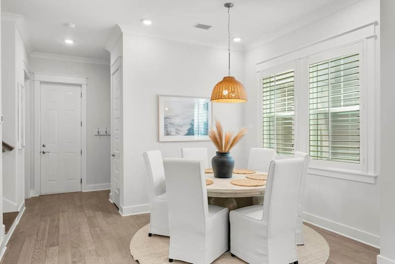 Dining room table with seating for 6.