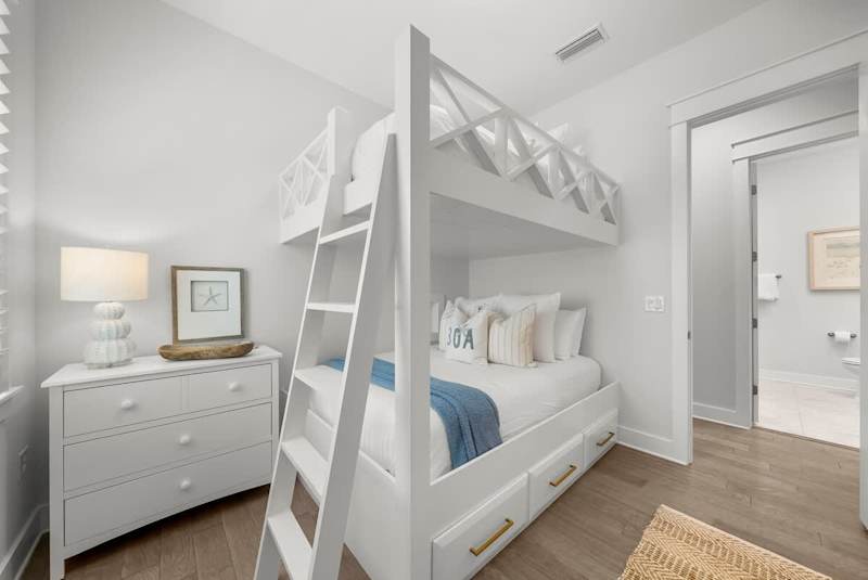 Bedroom #2 features queen/queen bunks with a smart tv.