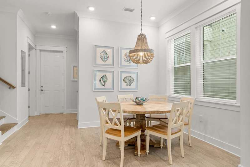 Dining room table with seating for 6.