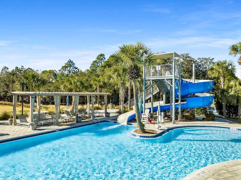 Camp Watercolor features multiple pools, slides, and lazy river!