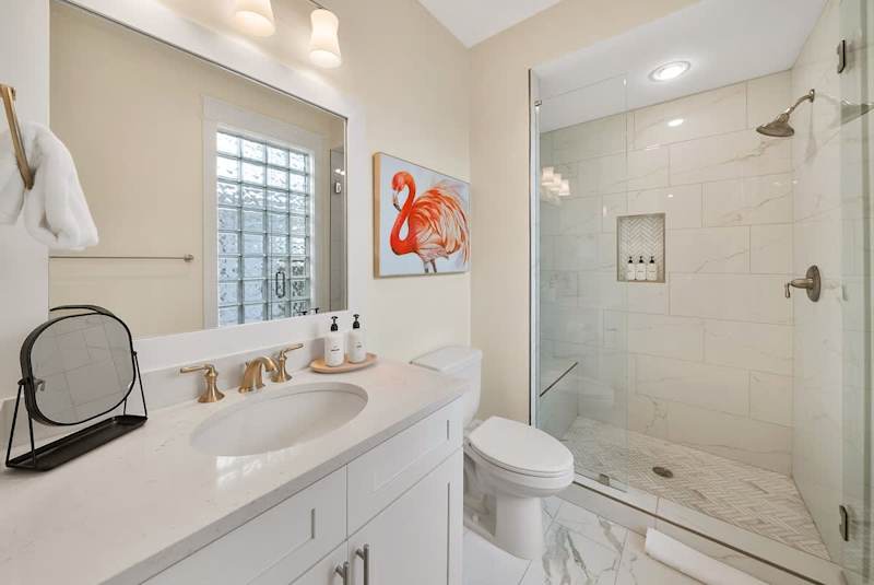 Bathroom features walk-in shower.