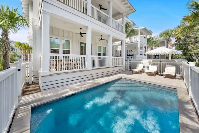 Private pool with lounge chairs.