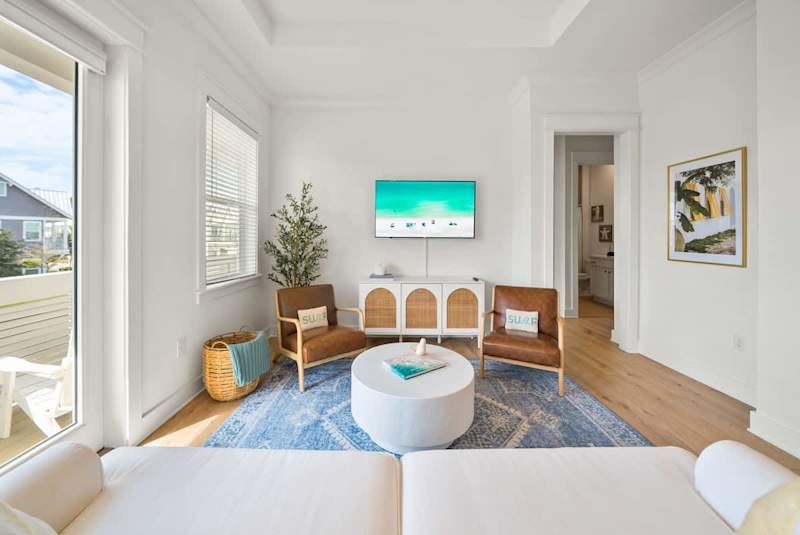 Living room space has a smart TV.
