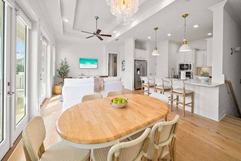 Dining room table with seating for 6.