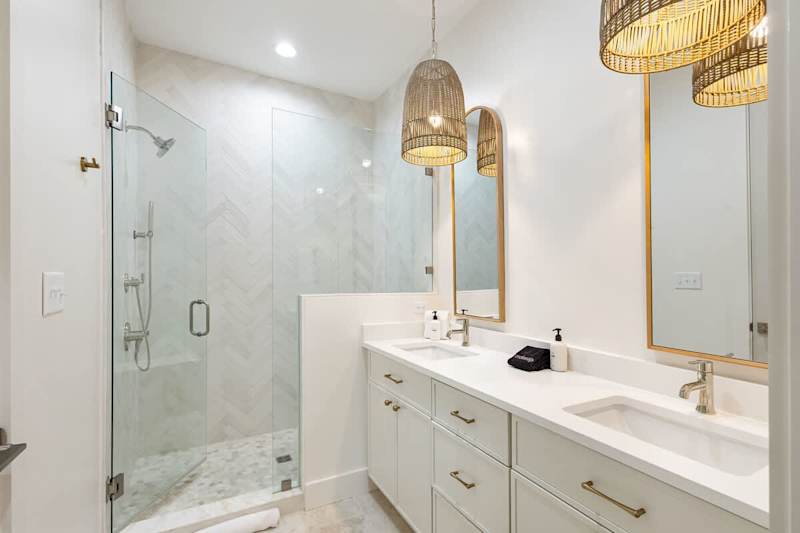 Bathroom features a walk-in shower.