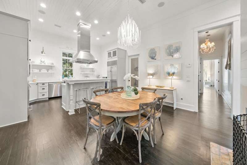 Addition dinging table in the kitchen features seating for 6.