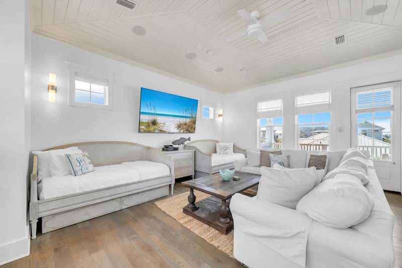 Third Floor Loft Features (2) Twin Beds with Trundles, Living Space, & Wet Bar