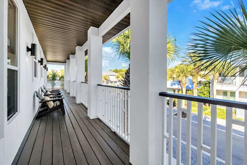 Expansive second floor balcony.