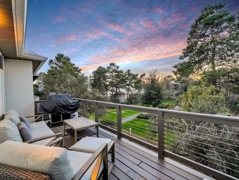 Second floor back balcony over looks the community park.