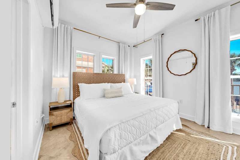 Studio features a cozy king bed.