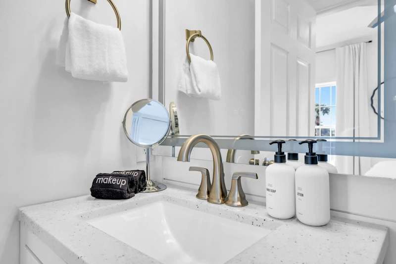 Bathroom includes shower essentials.