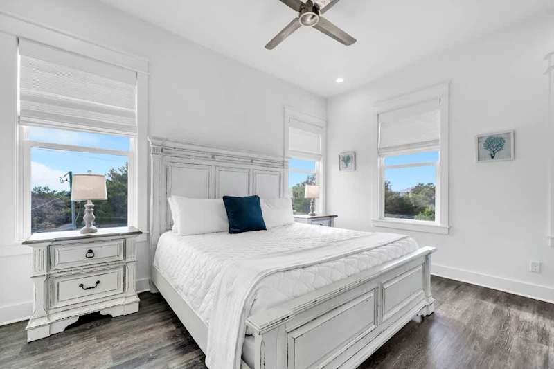 Bedroom #5 features a king bed and smart tv.