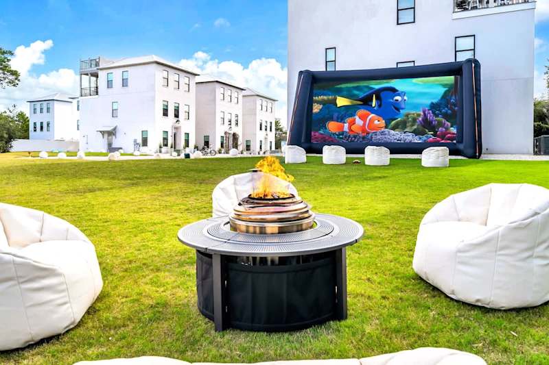 The green space leaves many opportunities for all day fun; movie nights, pick up football game, and more! **Movie projector available for additional cost.