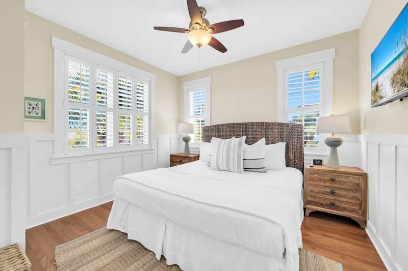 Bedroom #2 features a king and a smart tv.