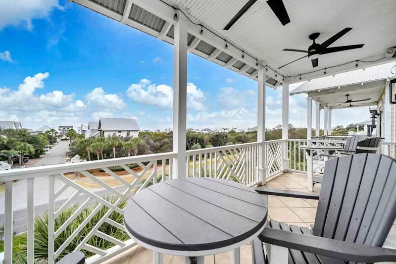 Third floor balcony with seating is perfect for morning coffee or to catch the 30a sunsets with Gulf views!