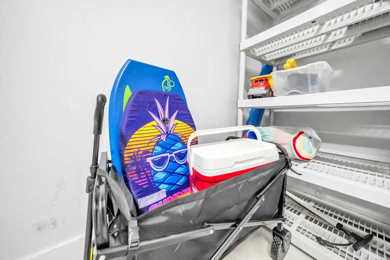 We provide everything you need for the beach including: beach chairs, beach wagon, umbrella, a cooler, and umbrellas.