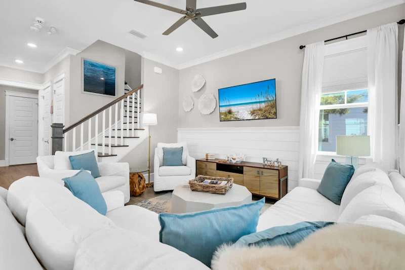 Living room seating for all with smart tv