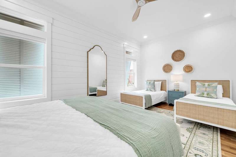 Bedroom #1 features a  King + (2) Twin Beds