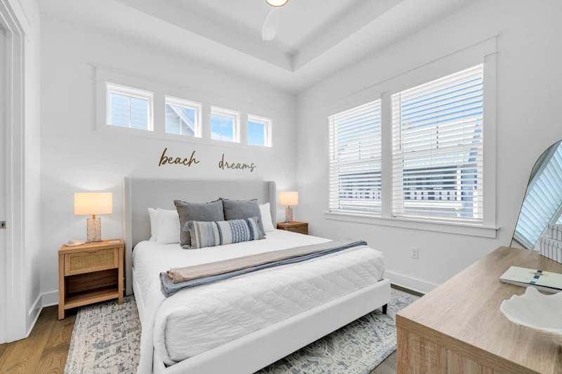 King bed in primary bedroom.