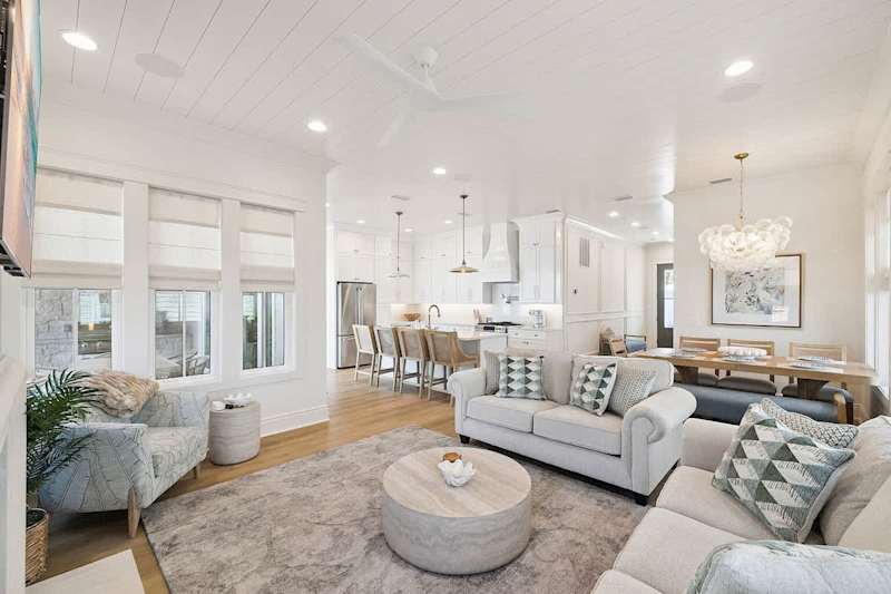 Open concept living and dining