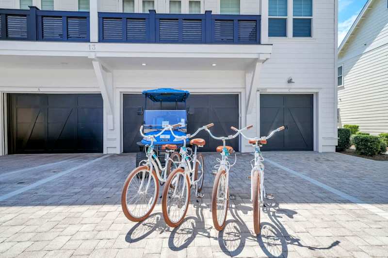 Home features a 6 seater golf cart and 4 adult bikes!