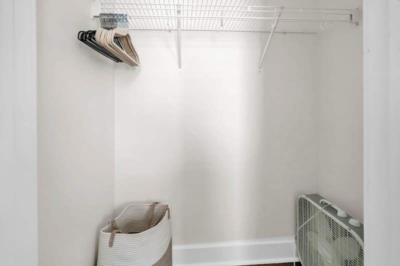 Queen bedroom features a closet.