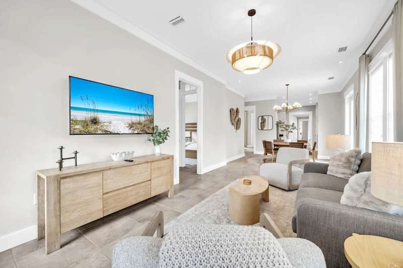 Open space living & room with smart tv
