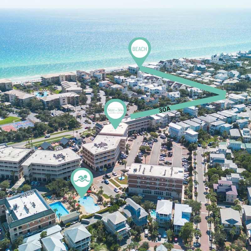 Short walk from the home to the pool and private beach access.