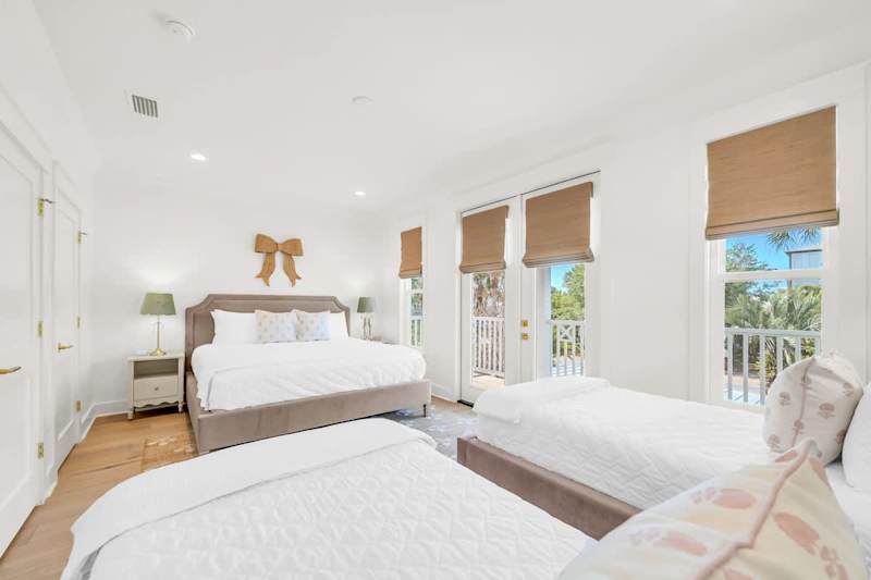Bedroom #3 Features King + (2) Twin Single Beds With Ensuite + Balcony Access Facing 30A