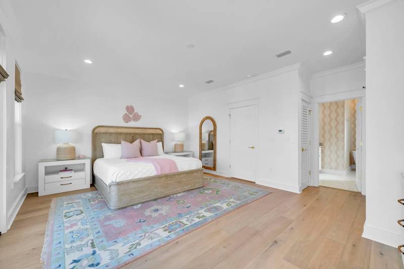 Bedroom #4 Features King With Ensuite Featuring Walk-In Shower + Soaking Tub and Balcony Access Facing Seacrest Beach Community