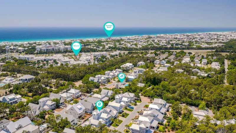 Home is a short walk to 30Avenue and Rosemary Beach is just a short bike ride.