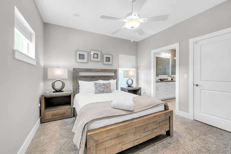 Bedroom #2: Queen with Smart tv and Ensuite Featuring a Walk-In Shower