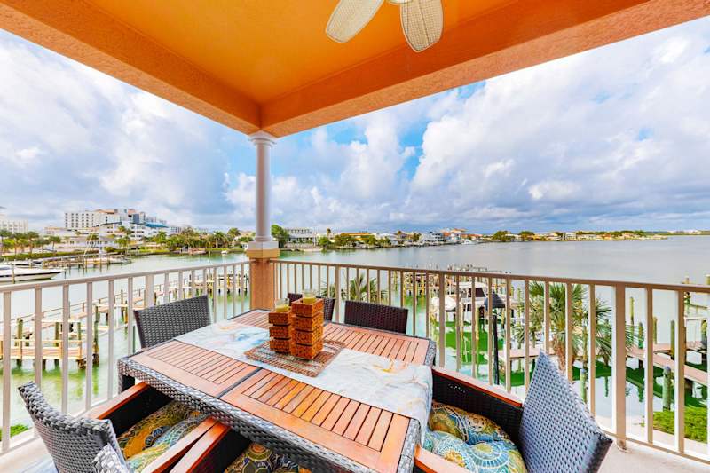 VueStay condo balcony over the water in Clearwater, Florida
