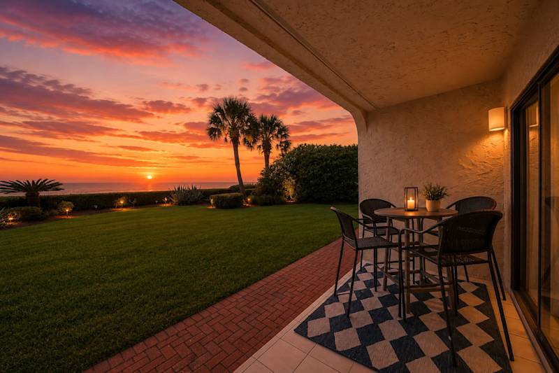 Enjoy sunsets over the Gulf from the private patio!