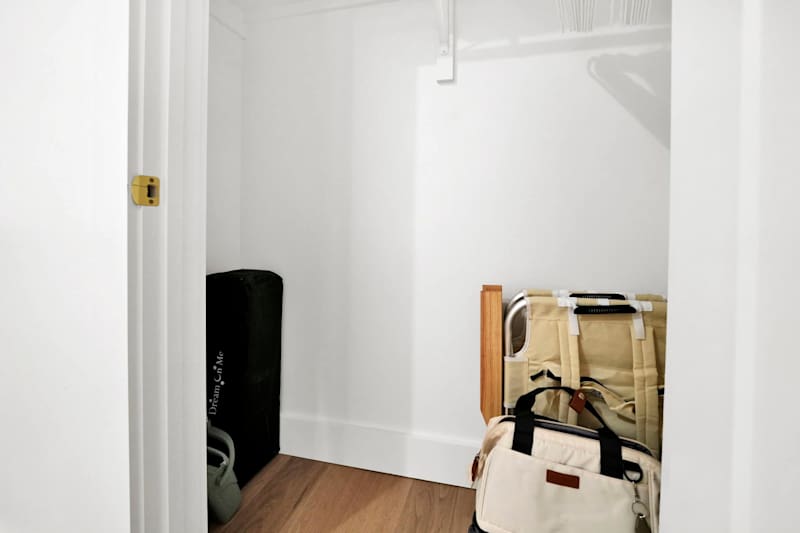 Closet with beach essentials and pack-n-play