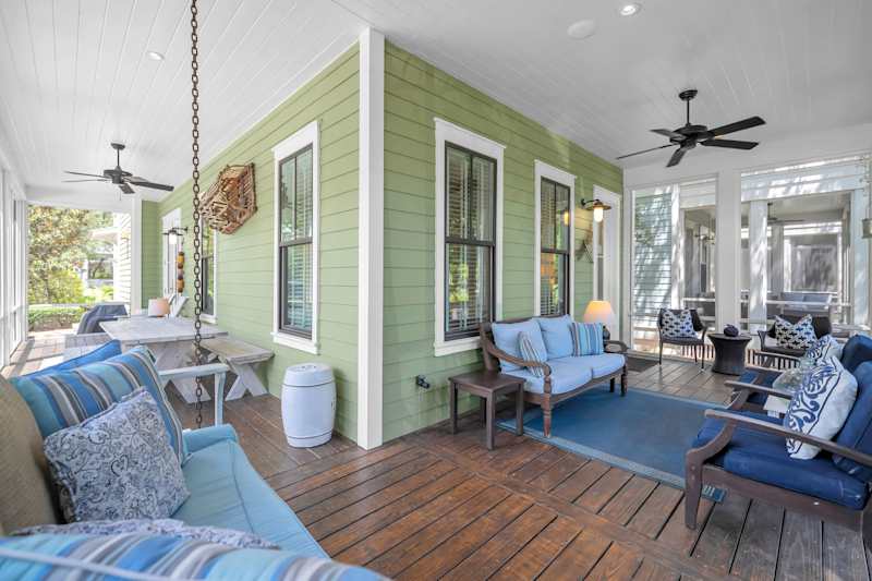Covered porch perfect for slow morning coffees!