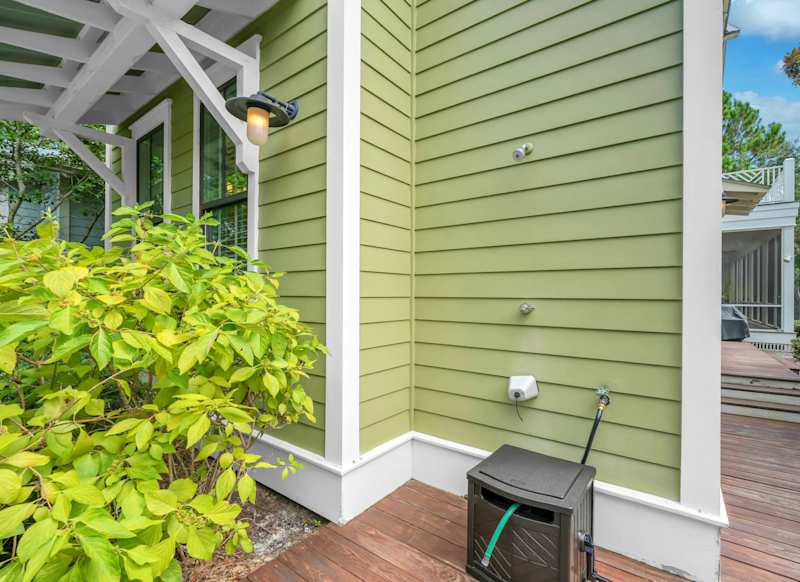 Home features outdoor shower