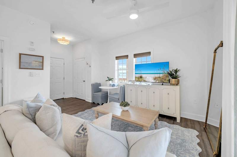 Living room with smart tv