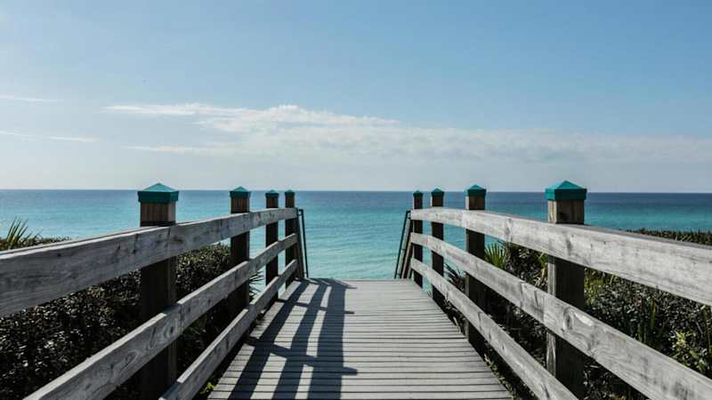 Seacrest Beach deeded beach access which is a 7-10 minute walk or a 5 minute tram ride.