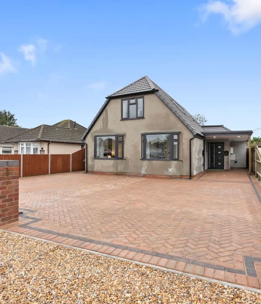 Front of our house in Fawley, with space to park two cars or vans
