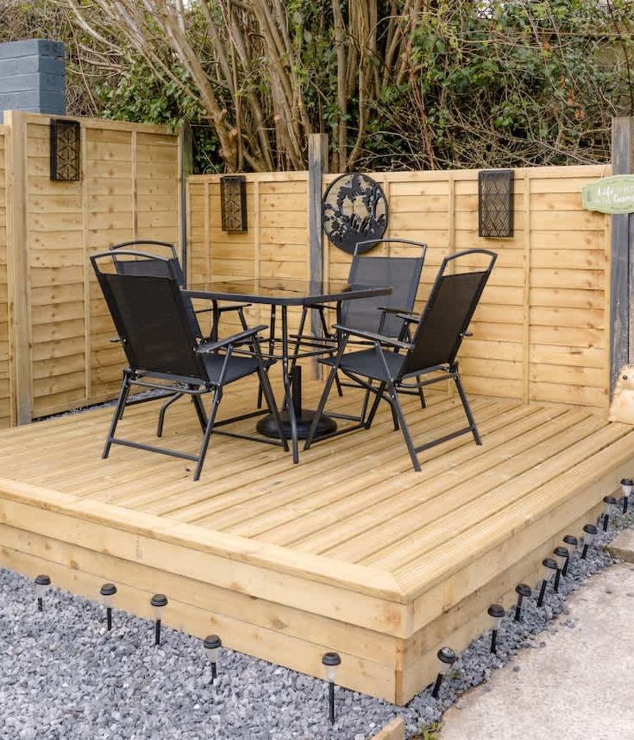 The garden decking at one of our Aberdare houses