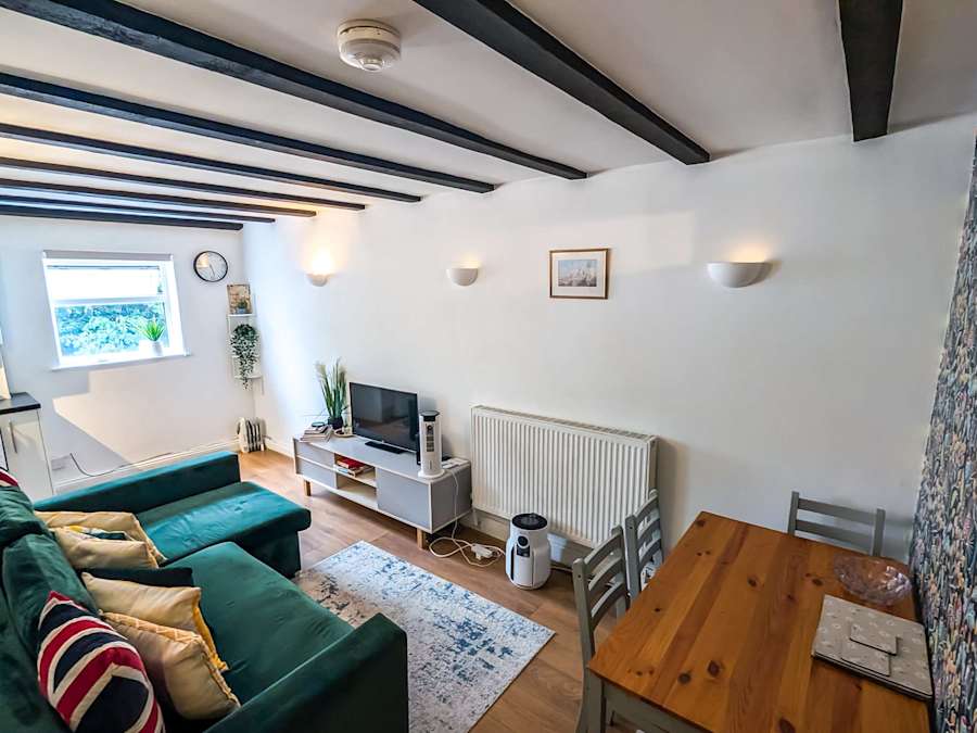 Bright living room in the Cowley Road flat, Oxford