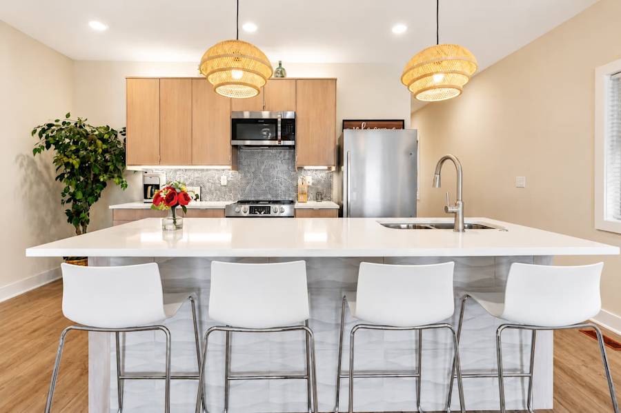 The kitchen, fully equipped with modern appliances.