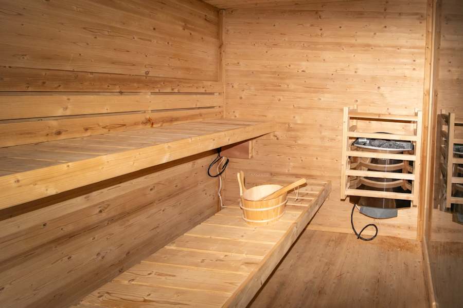 Inside our communal sauna